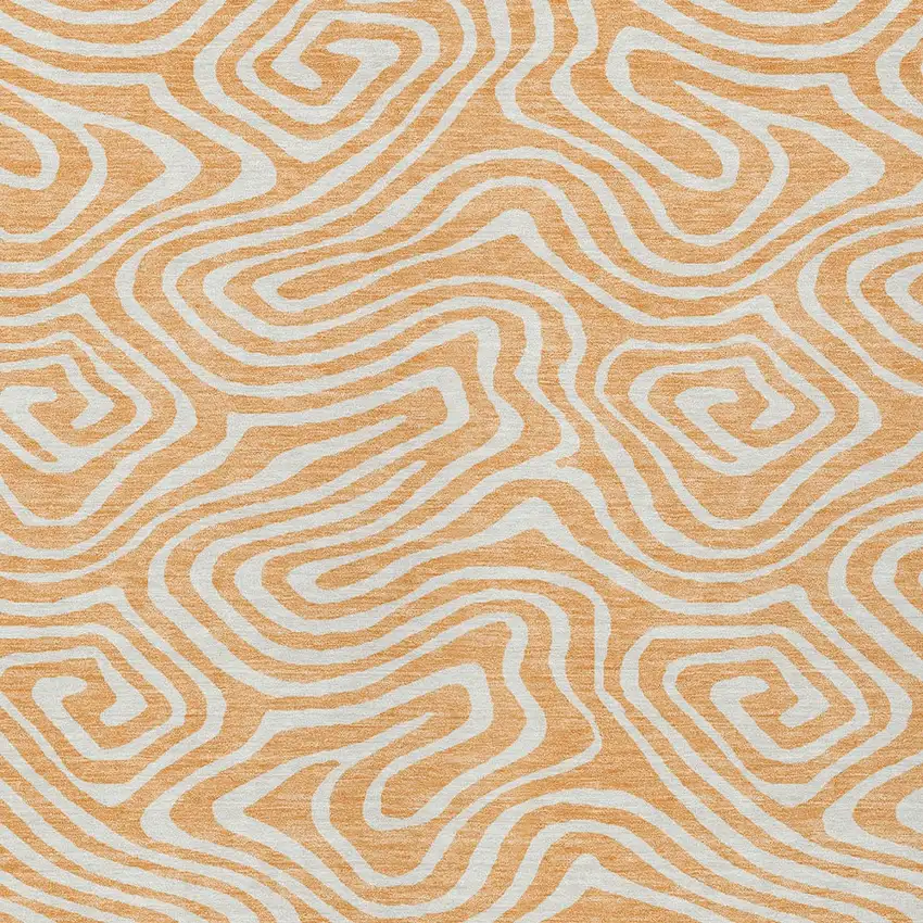 Peach And Ivory Abstract Washable Indoor Outdoor Area Rug Photo 7