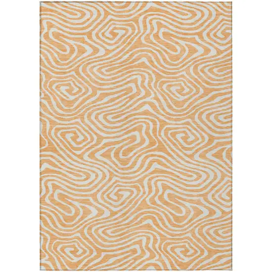 Peach And Ivory Abstract Washable Indoor Outdoor Area Rug Photo 2