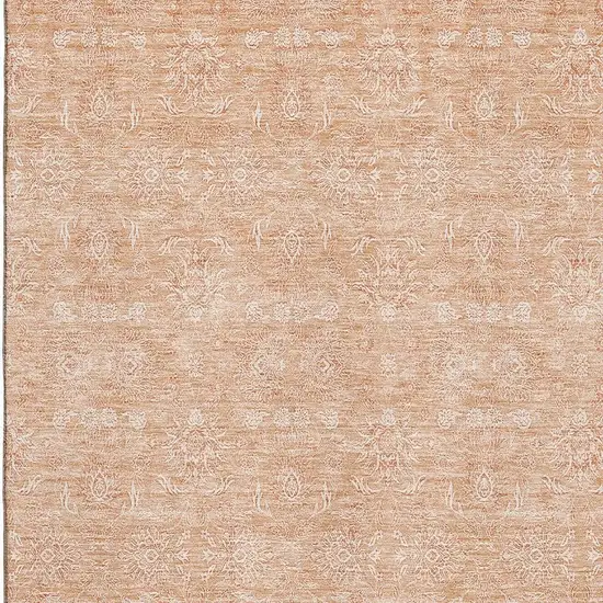 Peach And Ivory Floral Washable Area Rug With UV Protection Photo 3