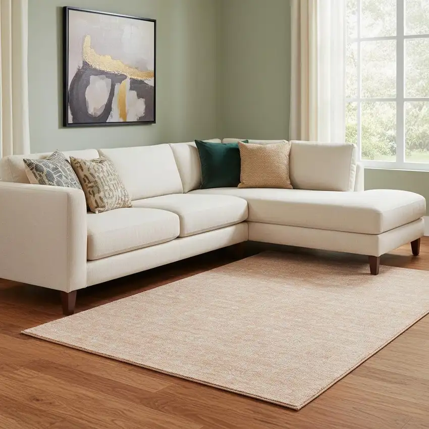 Peach And Ivory Floral Washable Area Rug With UV Protection Photo 2