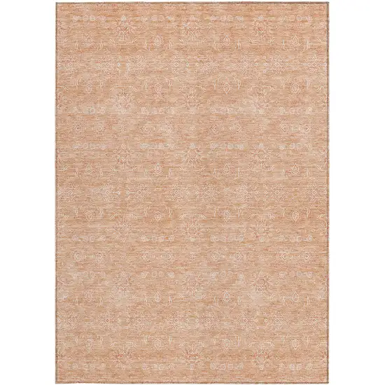 Peach And Ivory Floral Washable Indoor Outdoor Area Rug Photo 3