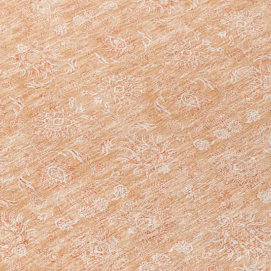 Peach And Ivory Floral Washable Indoor Outdoor Area Rug Photo 9