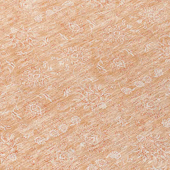 Peach And Ivory Floral Washable Indoor Outdoor Area Rug Photo 9