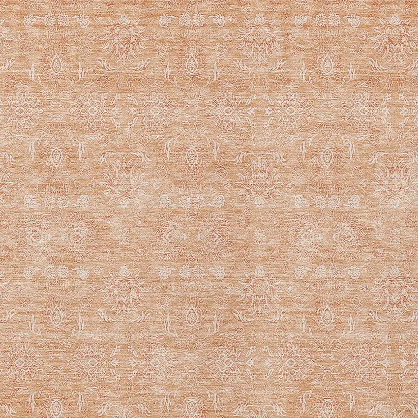 Peach And Ivory Floral Washable Indoor Outdoor Area Rug Photo 3