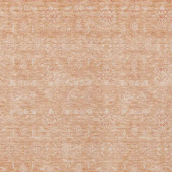 Peach And Ivory Floral Washable Indoor Outdoor Area Rug Photo 3