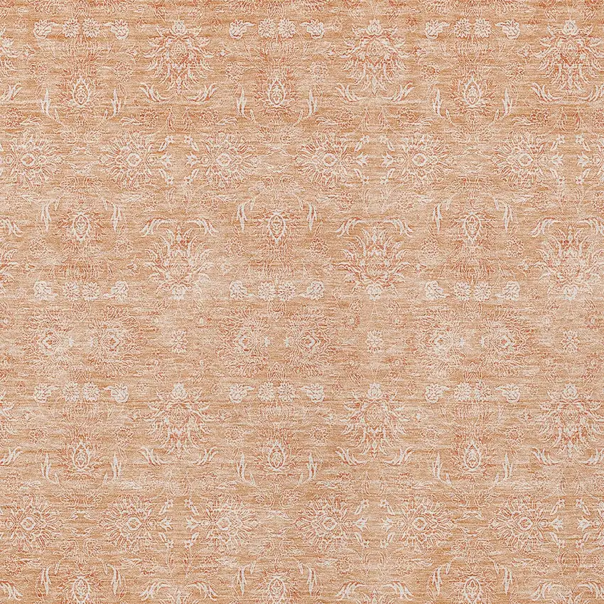 Peach And Ivory Floral Washable Indoor Outdoor Area Rug Photo 3