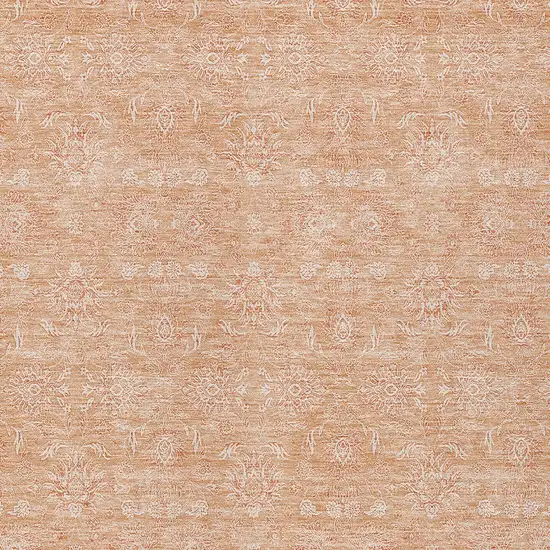 Peach And Ivory Floral Washable Indoor Outdoor Area Rug Photo 3