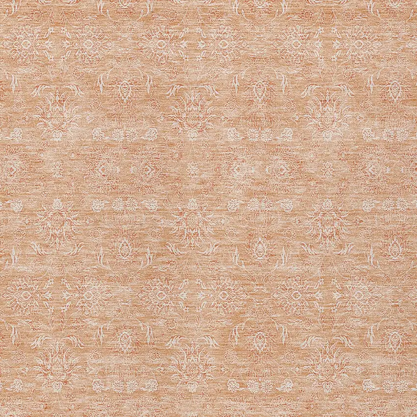 Peach And Ivory Floral Washable Indoor Outdoor Area Rug Photo 3