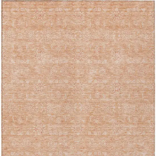 Peach And Ivory Floral Washable Indoor Outdoor Area Rug Photo 6
