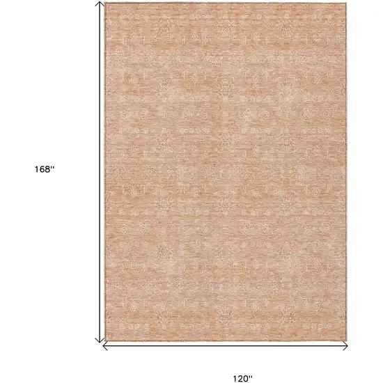 Peach And Ivory Floral Washable Indoor Outdoor Area Rug Photo 3
