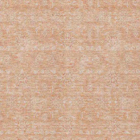 Peach And Ivory Floral Washable Indoor Outdoor Area Rug Photo 5