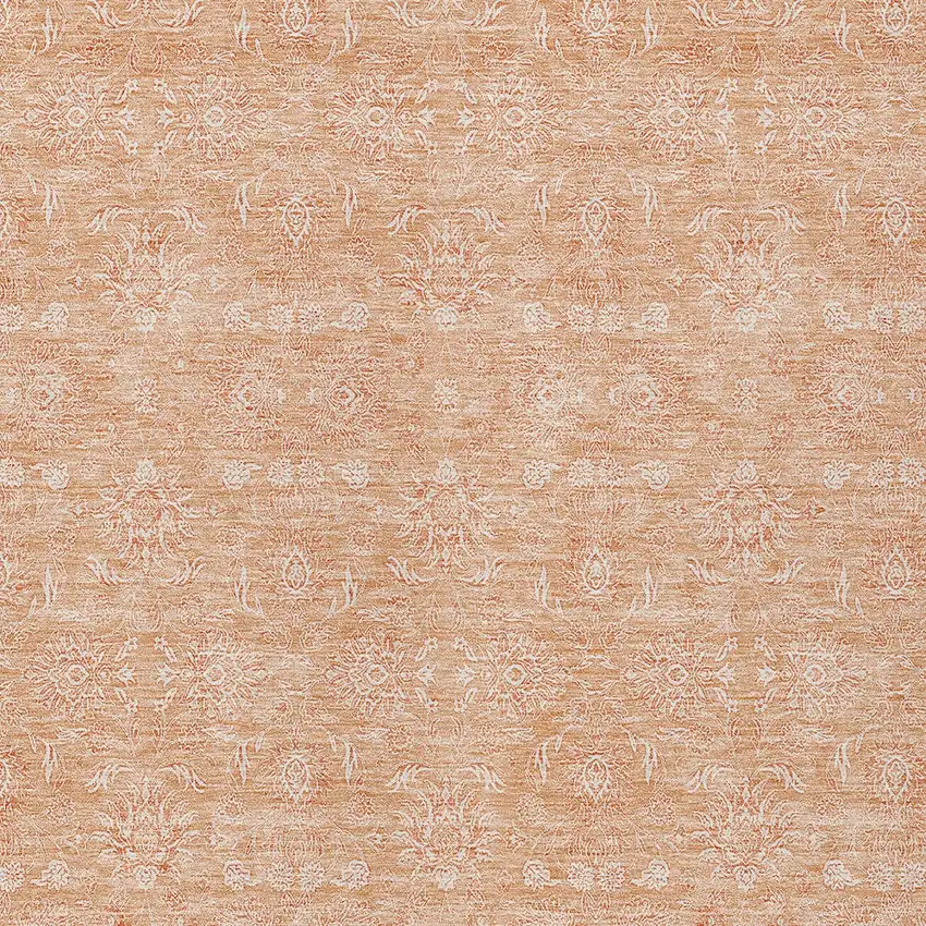 Peach And Ivory Floral Washable Indoor Outdoor Area Rug Photo 5
