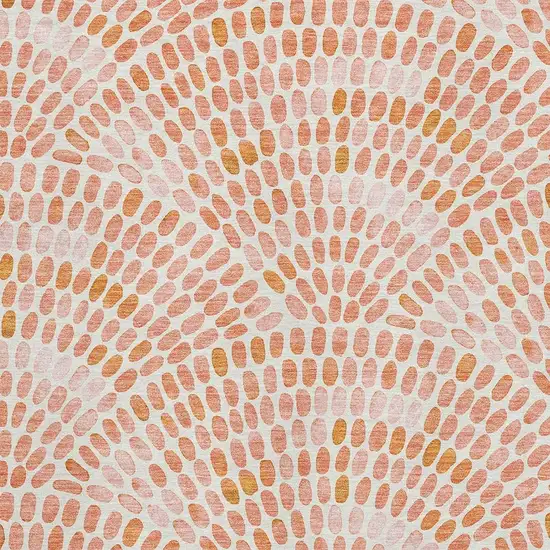 Peach And Ivory Geometric Washable Area Rug With UV Protection Photo 3