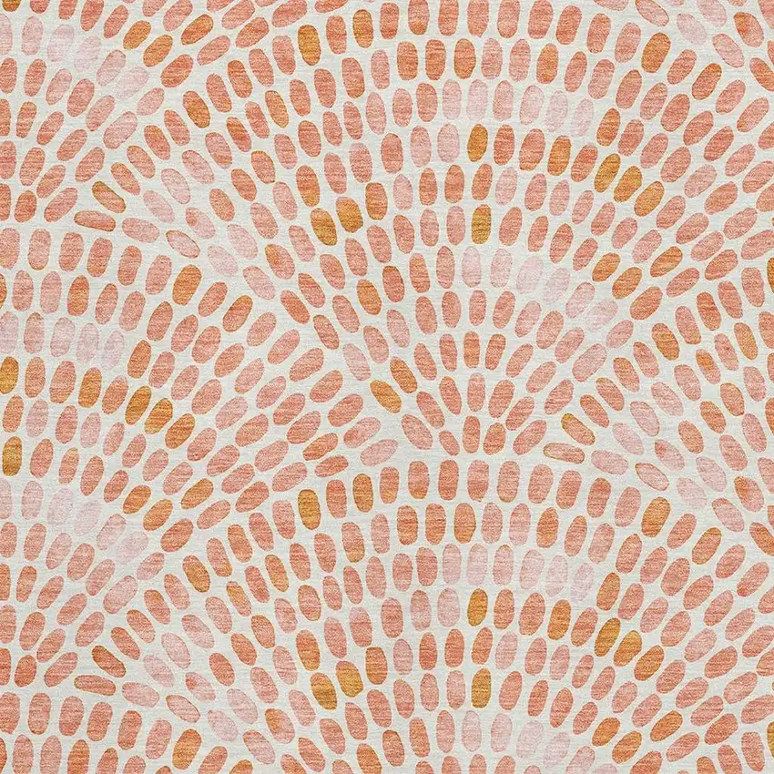 Peach And Ivory Geometric Washable Area Rug With UV Protection Photo 3