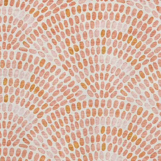 Peach And Ivory Geometric Washable Area Rug With UV Protection Photo 3