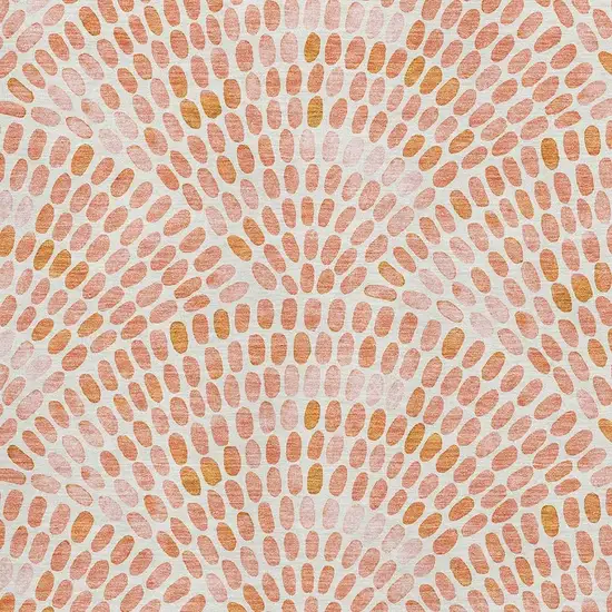 Peach And Ivory Geometric Washable Area Rug With UV Protection Photo 3