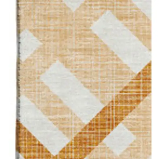 Peach And Ivory Geometric Washable Area Rug With UV Protection Photo 2