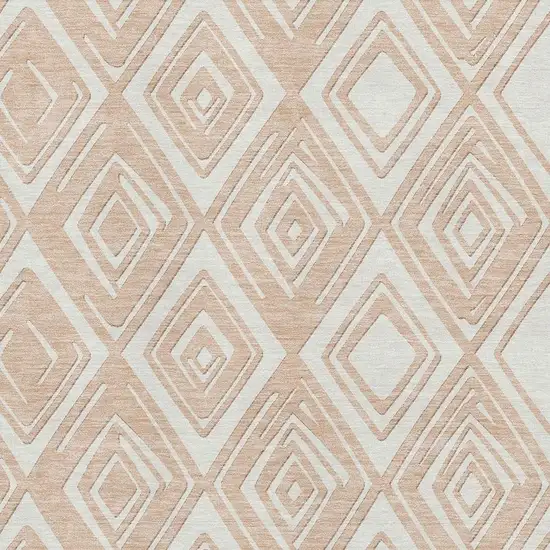 Peach And Ivory Geometric Washable Area Rug With UV Protection Photo 5
