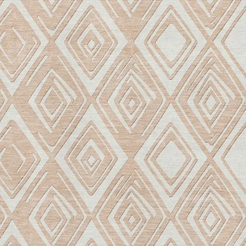 Peach And Ivory Geometric Washable Area Rug With UV Protection Photo 5