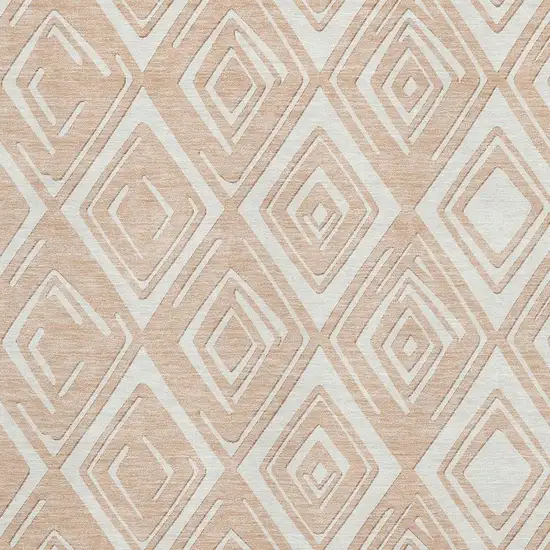 Peach And Ivory Geometric Washable Area Rug With UV Protection Photo 4