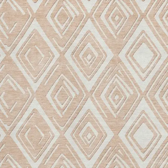 Peach And Ivory Geometric Washable Area Rug With UV Protection Photo 4