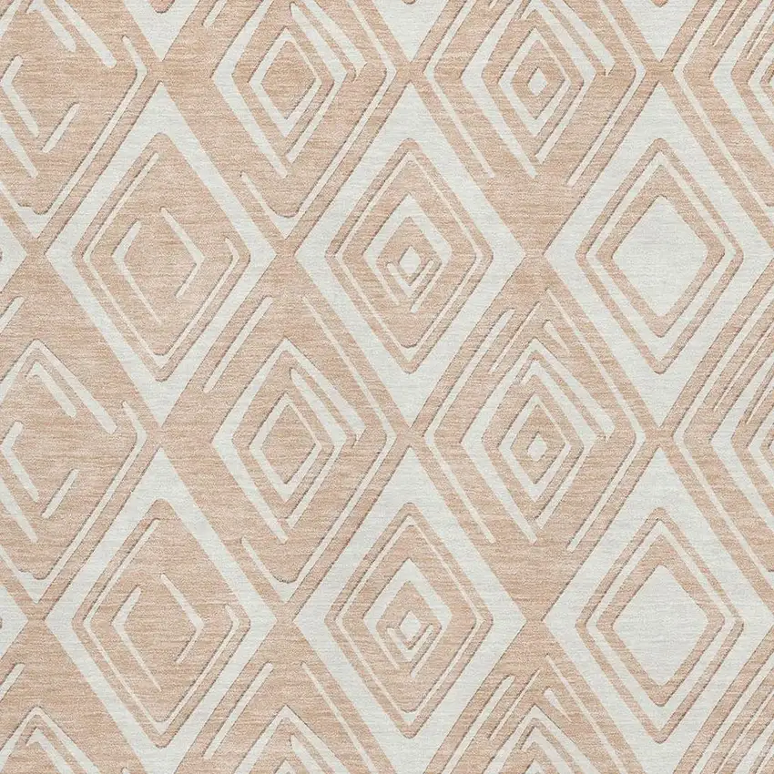 Peach And Ivory Geometric Washable Area Rug With UV Protection Photo 4