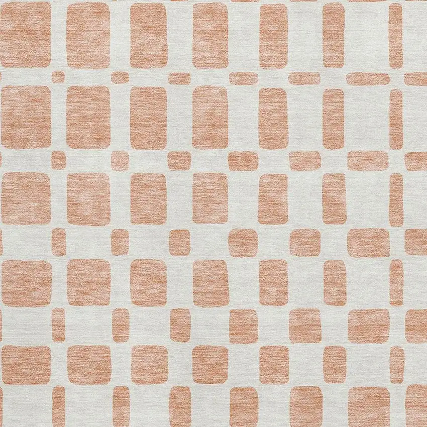 Peach And Ivory Geometric Washable Area Rug With UV Protection Photo 3