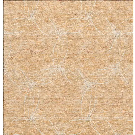 Peach And Ivory Geometric Washable Area Rug With UV Protection Photo 3
