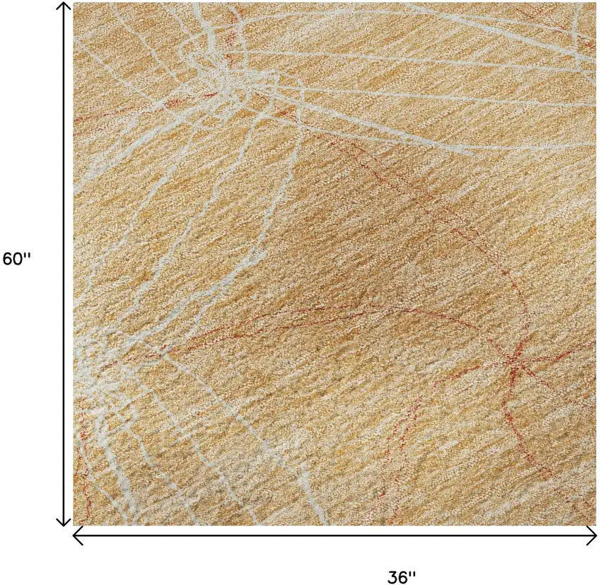 Peach And Ivory Geometric Washable Area Rug With UV Protection Photo 9