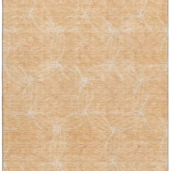Peach And Ivory Geometric Washable Area Rug With UV Protection Photo 8