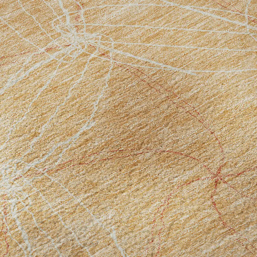 Peach And Ivory Geometric Washable Area Rug With UV Protection Photo 1