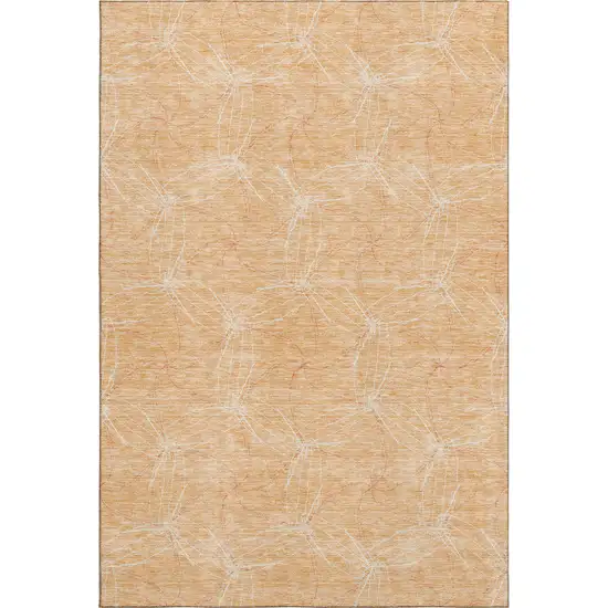 Peach And Ivory Geometric Washable Area Rug With UV Protection Photo 4