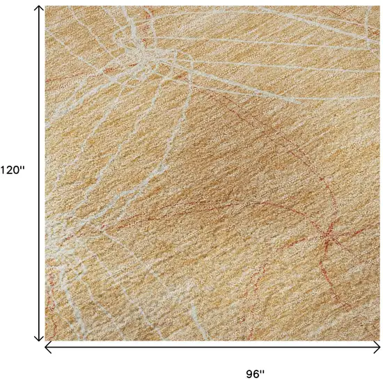 Peach And Ivory Geometric Washable Area Rug With UV Protection Photo 9