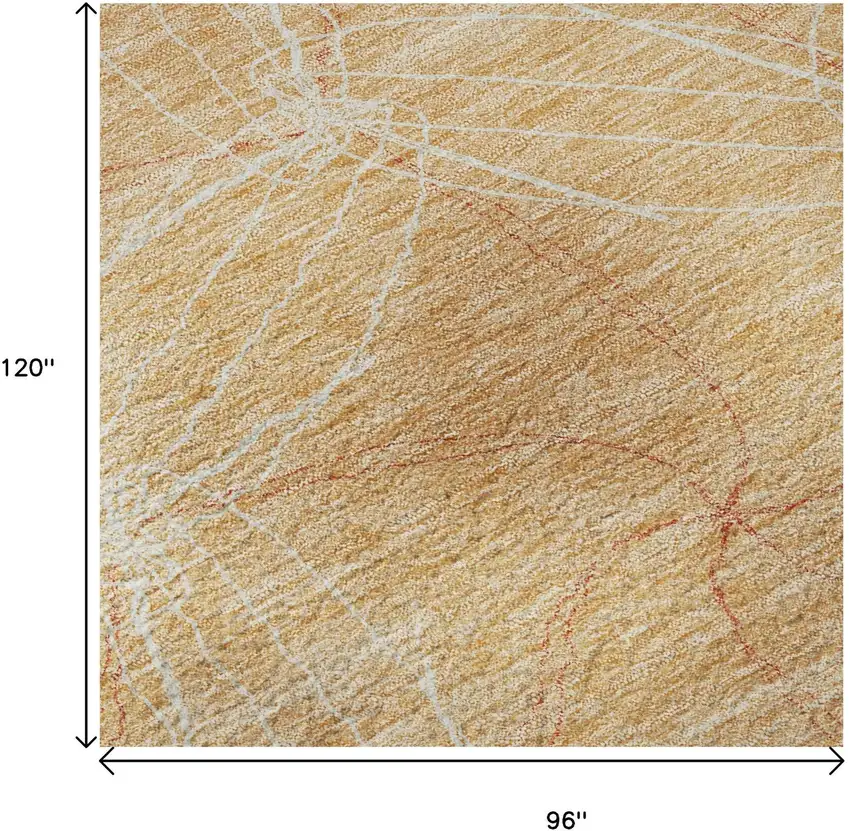 Peach And Ivory Geometric Washable Area Rug With UV Protection Photo 9