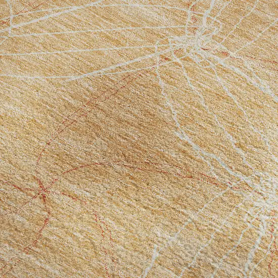 Peach And Ivory Geometric Washable Area Rug With UV Protection Photo 2