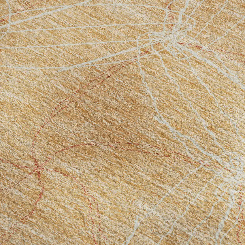 Peach And Ivory Geometric Washable Area Rug With UV Protection Photo 2