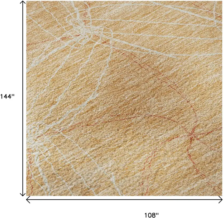 Peach And Ivory Geometric Washable Area Rug With UV Protection Photo 9