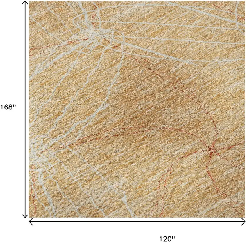 Peach And Ivory Geometric Washable Area Rug With UV Protection Photo 9