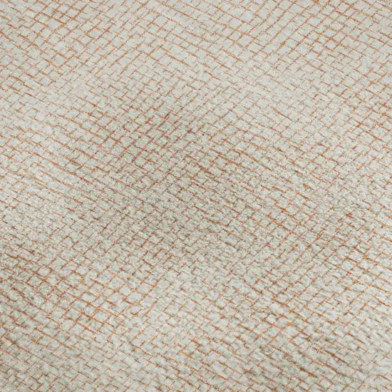 Peach And Ivory Geometric Washable Area Rug With UV Protection Photo 3