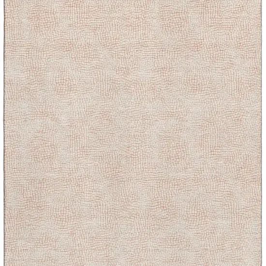 Peach And Ivory Geometric Washable Area Rug With UV Protection Photo 4