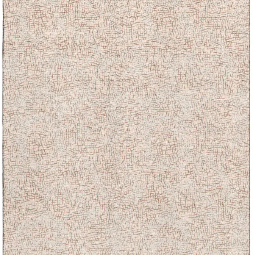 Peach And Ivory Geometric Washable Area Rug With UV Protection Photo 4