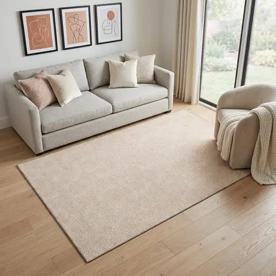 Peach And Ivory Geometric Washable Area Rug With UV Protection Photo 1