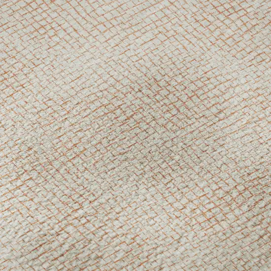 Peach And Ivory Geometric Washable Area Rug With UV Protection Photo 1