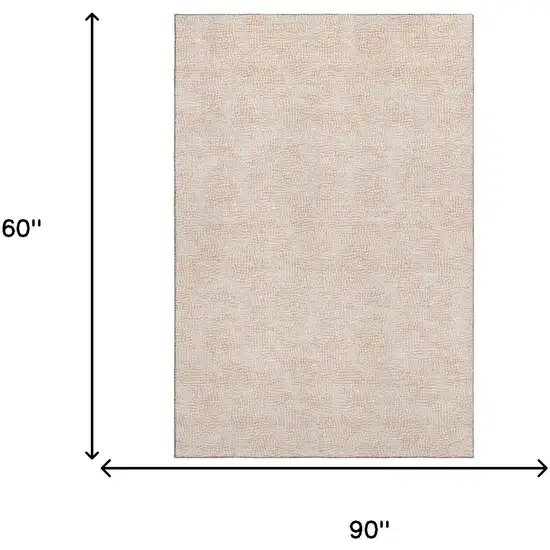 Peach And Ivory Geometric Washable Area Rug With UV Protection Photo 4