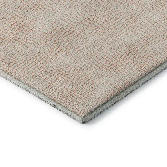 Peach And Ivory Geometric Washable Area Rug With UV Protection Photo 8