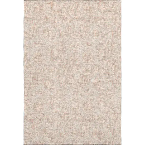 Peach And Ivory Geometric Washable Area Rug With UV Protection Photo 5
