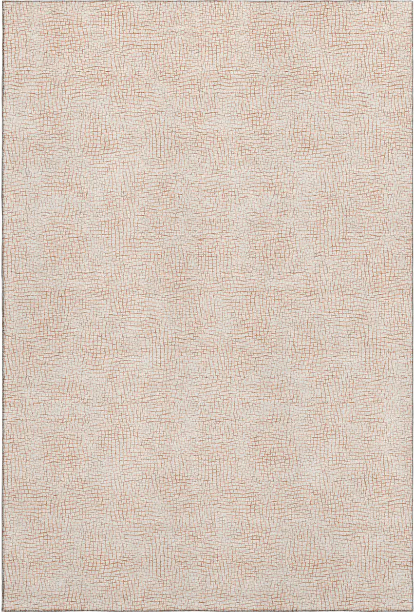 Peach And Ivory Geometric Washable Area Rug With UV Protection Photo 5