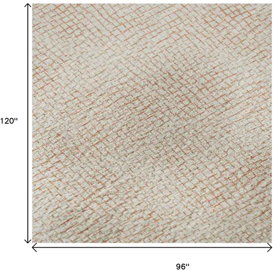 Peach And Ivory Geometric Washable Area Rug With UV Protection Photo 9