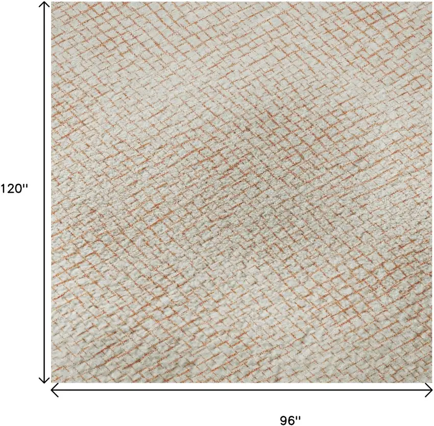 Peach And Ivory Geometric Washable Area Rug With UV Protection Photo 9