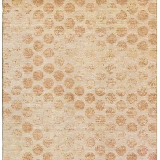 Peach And Ivory Geometric Washable Area Rug With UV Protection Photo 3
